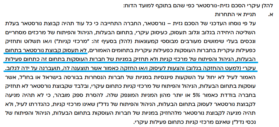 נורסטאר - תניית אי תחרות
